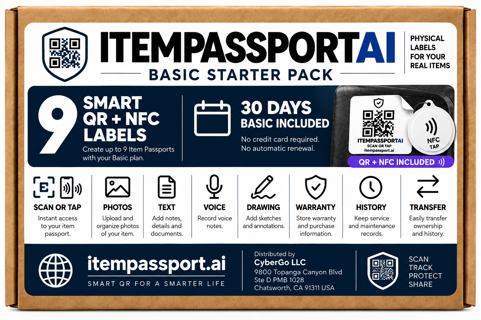 ItemPassportAI Basic QR + NFC Starter Pack